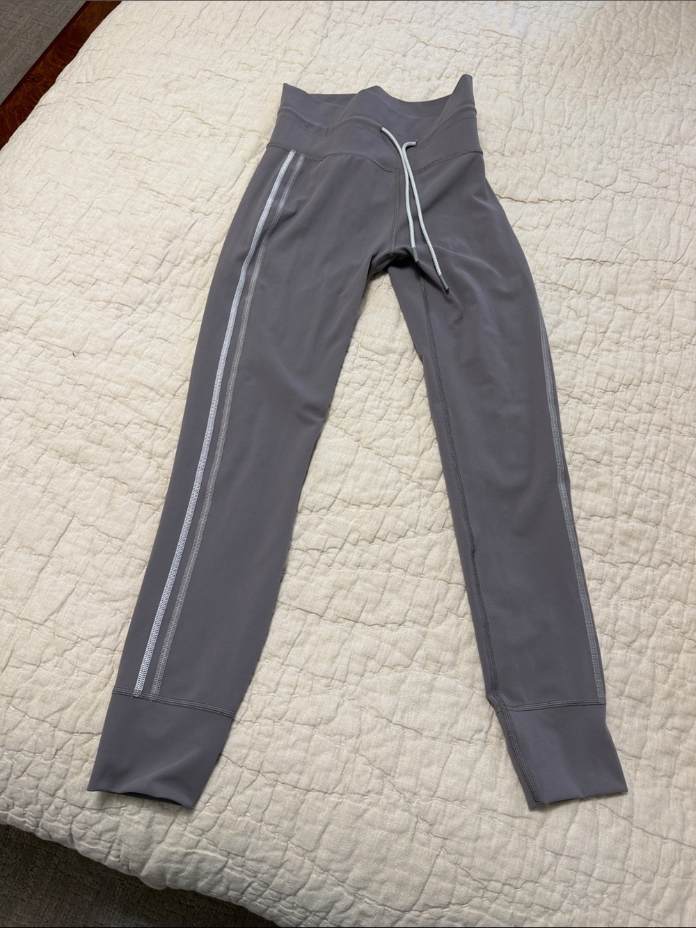 Vuori Kids Gray Leggings with Reflective Side Stripes